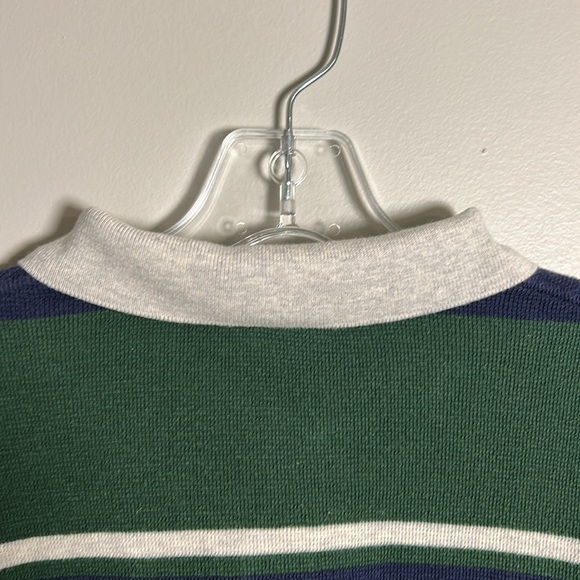 Vintage Polo Ralph Lauren Terrycloth Cotton Polo Green Navy White striped Sz XL - Picture 8 of 11